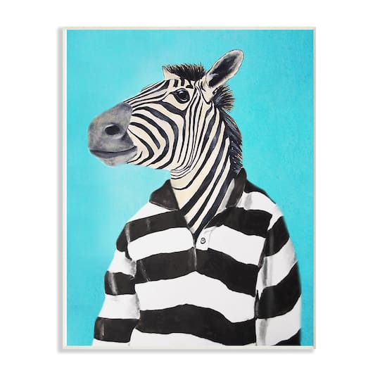 Stupell Industries Zebra In A Striped Shirt Portrait, 10" x 15"